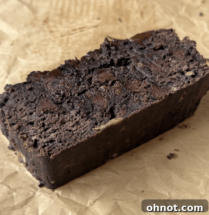 Sliced chocolate bread.