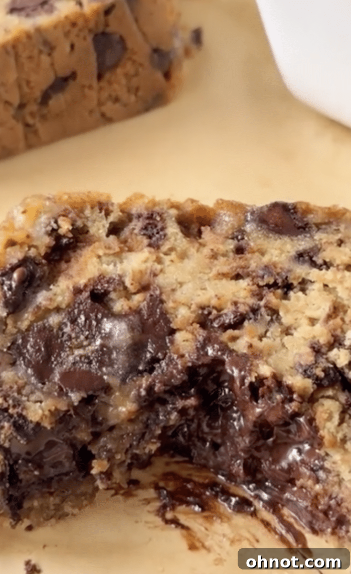 Bite of cookies and cream bread.