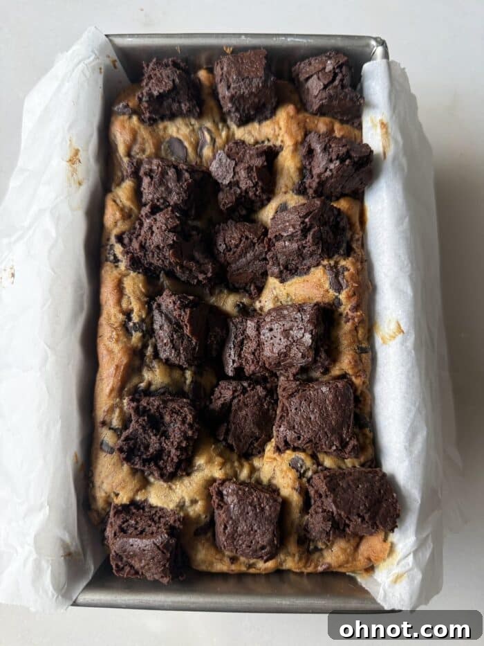 Baked brownie bite bread.